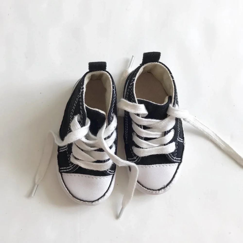 Converse black soft sole  lackey up shoes VGUC- light stain size 3 baby